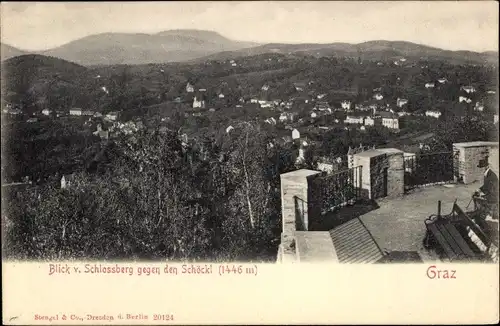 Ak Graz Steiermark, Blick v. Schlossberg gegen den Schöckl