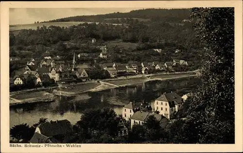 Ak Pötzscha Wehlen an der Elbe Sächsische Schweiz, Panorama vom Ort