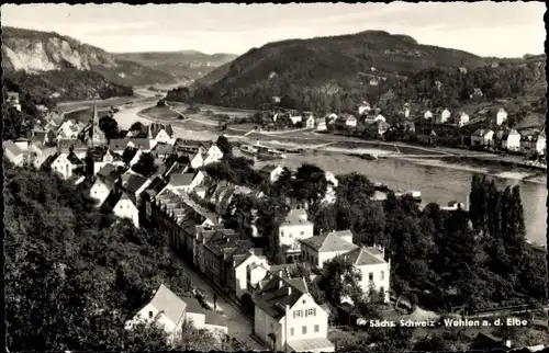 Ak Wehlen an der Elbe Sächsische Schweiz, Panorama vom Ort