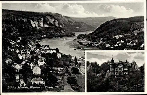 Ak Stadt Wehlen an der Elbe Sachsen, Gesamtansicht, Kurheim