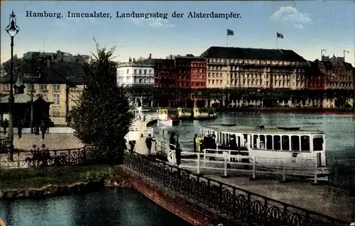 Ak Hamburg Mitte Altstadt, Innenalster, Landungssteg der Alsterdampfer