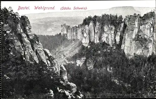 Ak Lohmen Sächsische Schweiz, Bastei, Wehlgrund