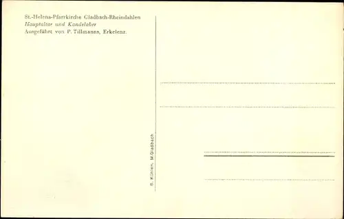 Ak Rheindahlen Mönchengladbach am Niederrhein, St. Helena Pfarrkirche, Hauptaltar und Kandelaber