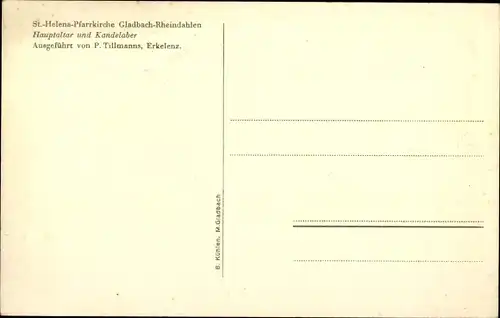 Ak Rheindahlen Mönchengladbach am Niederrhein, St. Helena Pfarrkirche, Hauptaltar und Kandelaber