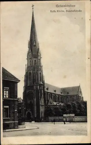 Ak Gelsenkirchen im Ruhrgebiet, Katholische Kirche, Bahnhofstraße