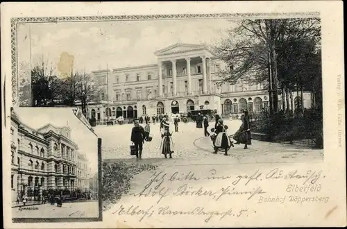 Ak Elberfeld Wuppertal, Bahnhof Döppersberg, Straßenansicht, Gymnasium