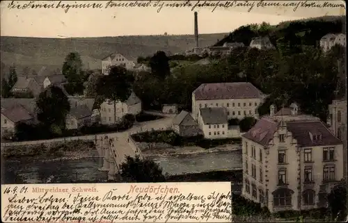 Ak Neudörfchen Mittweida in Sachsen, Mittweidaer Schweiz, Blick auf den Ort