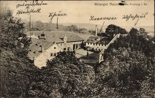 Ak Naundorf Bobritzsch im Erzgebirge, Blick auf das Rittergut