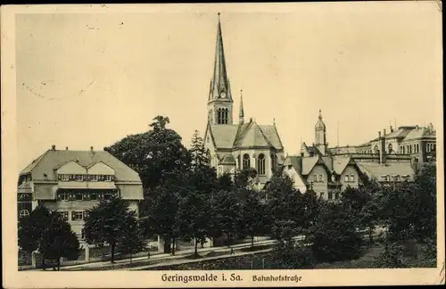 Ak Geringswalde Sachsen, Bahnhofstraße, Kirche