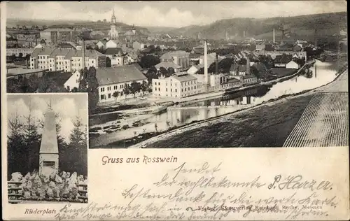 Ak Roßwein in Sachsen, Blick auf den Ort, Rüderplatz