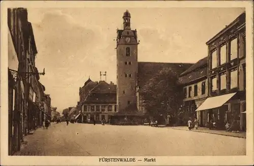 Ak Fürstenwalde an der Spree, Markt, Rathaus, Turmuhr