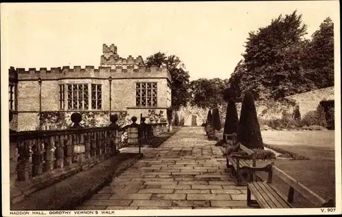 Ak Bakewell Derbyshire, Haddon Hall, Dorothy Vernon's Walk
