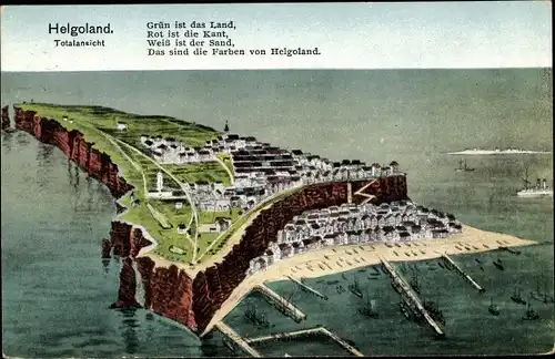 Ak Nordseeinsel Helgoland, Totalansicht, Gedicht