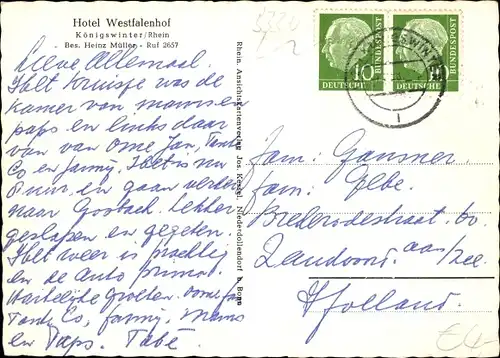 Ak Königswinter am Rhein, Hotel Westfalenhof