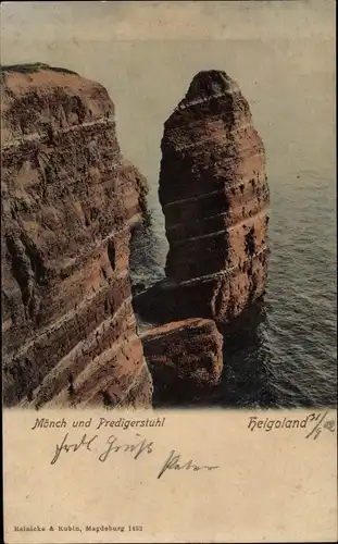 Ak Nordseeinsel Helgoland, Mönch und Predigerstuhl