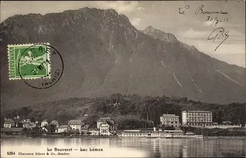 Ak Le Bouveret Kanton Wallis, Lac Leman, Blick auf den Ort