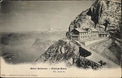 Ak Kanton Luzern Schweiz, Pilatus Kulm, Hotel Bellevue