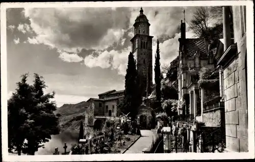 Ak Morcote Kanton Tessin, Stadtansicht, Kirche