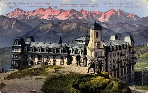 Ak Rigi Kulm Kanton Schwyz, Hotel Rigi Kulm mit Berner Alpen