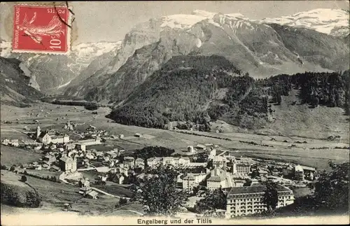 Ak Engelberg Kanton Obwalden Schweiz, Gesamtansicht mit Titlis