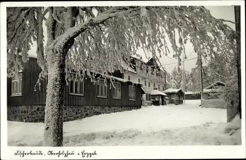 Ak Ober Holzhau Rechenberg Bienenmühle Erzgebirge, Fischerbaude, Winter