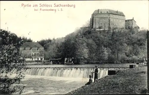 Ak Sachsenburg Frankenberg in Sachsen, Partie am Schloss