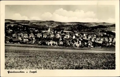 Ak Grünhainichen im Erzgebirge, Panorama vom Ort