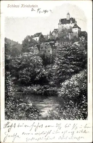 Ak Kriebstein Mittelsachsen, Blick vom Graben auf das Schloss