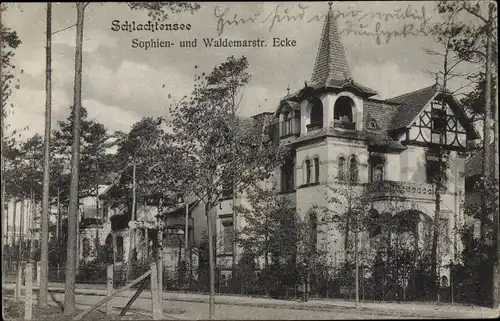 Ak Berlin Zehlendorf, Schlachtensee, Sophienstraße Ecke Waldemarstraße, Villa