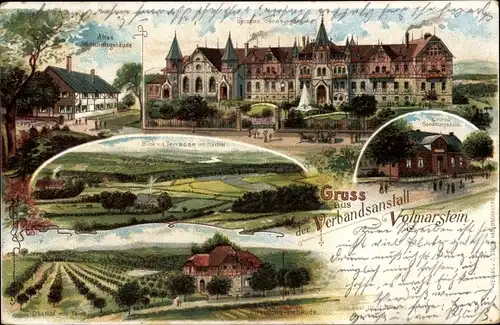 Litho Volmarstein Wetter an der Ruhr im Ennepe Ruhr Kreis, Genesungsheim, Panorama