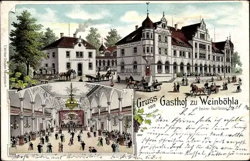 Litho Weinböhla Sachsen, Gasthof Paul Förster, Tanzsaal