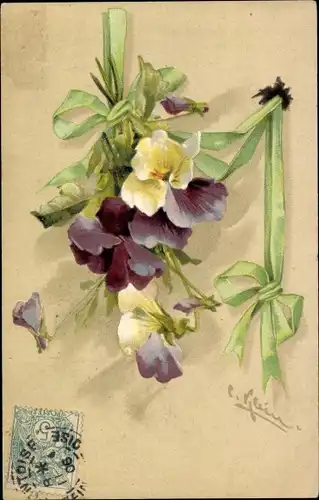 Künstler Ak Klein, C., Gelbe und violette Blumen