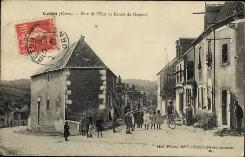 Ak Ceton Orne, Rue de l'Écu et Route de Nogent