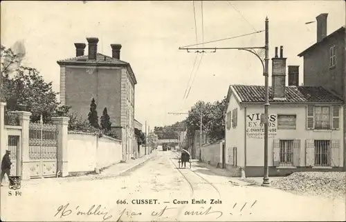 Ak Cusset Villeurbanne Rhône, Cours Emile Zola