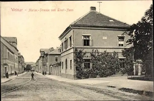Ak Weimar in Thüringen, Blick in die Marienstraße, Liszt Haus