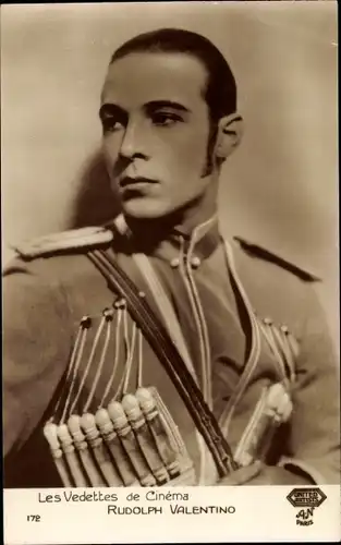 Ak Schauspieler Rudolph Valentino, Les Vedettes de Cinéma, Portrait in Uniform