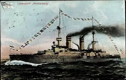 Ak Deutsches Kriegsschiff, SMS Mecklenburg, Linienschiff, Kaiserliche Marine