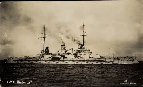 Ak Deutsches Kriegsschiff, SMS Rheinland, Großlinienschiff, Kaiserliche Marine