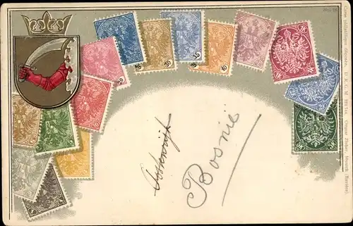 Präge Briefmarken Wappen Litho Tschechien, Krone