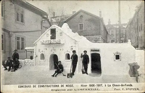 Ak La Chaux de Fonds Kanton Neuenburg, Concours de Construction de Neige, Schneehaus