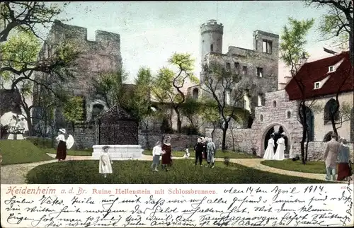 Ak Heidenheim an der Brenz, Ruine Hellenstein mit Schlossbrunnen