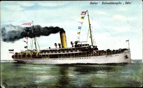 Ak Salonschnelldampfer Odin in Fahrt, Reederei Braeunlich