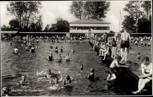 Ak Torgau an der Elbe, Strandbad am Großen Teich