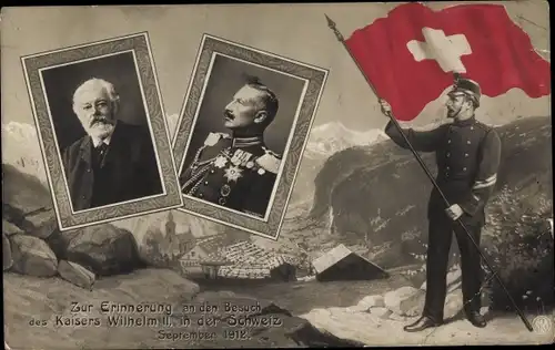 Ak Schweiz, Besuch Kaiser Wilhelm II. von Preußen 1912, Ludwig Forrer