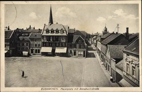 Ak Euskirchen in Nordrhein Westfalen, Marktplatz mit Annaturmstraße