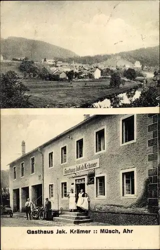 Ak Müsch an der Ahr, Blick auf den Ort, Gasthaus