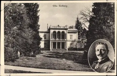Ak Zürich Stadt Schweiz, Villa Rietberg, Kaiser Wilhelm II. von Preußen, Portrait, Besuch 1912