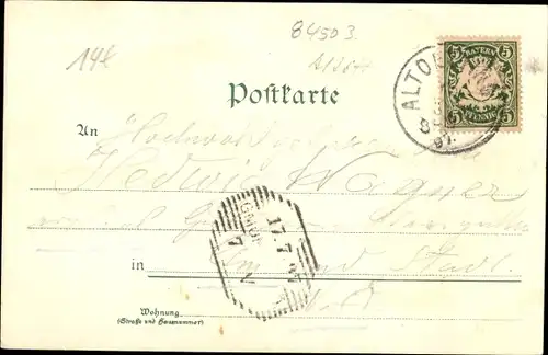 Litho Altötting in Oberbayern, Hotel Post, Kapellenplatz, Postgartl