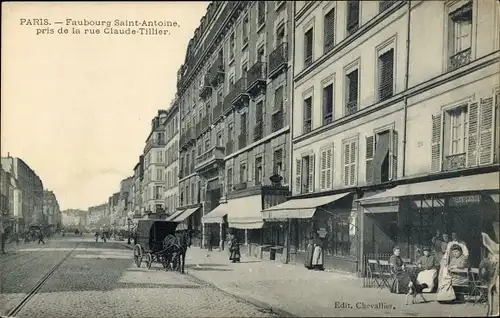 Ak Paris XII., Faubourg Saint Antoine pris de la rue Claude Tillier