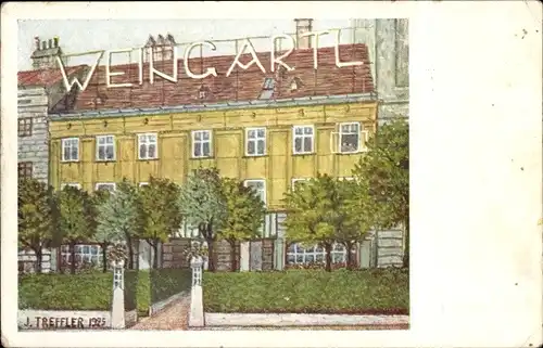 Künstler Ak Treffler, J., Wien 6. Mariahilf Österreich, Restaurant Weingartl, Getreidemarkt 5